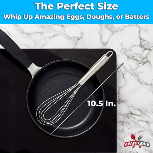Chef Grade, Non Scratch 10" Flat Bottom Whisk. Best Stainless Steel Roux Whisks for Deglazing Pans. Perfect Metal Hand Whip for Cooking Soup. Whis...