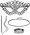 Sanfenly 5 Pieces Rhinestone Crystal Jewelry Set for Women Masquerade Mask Rhinestone Choker Necklace Bracelets Dangle Earrings Set Bridal Jewelry...