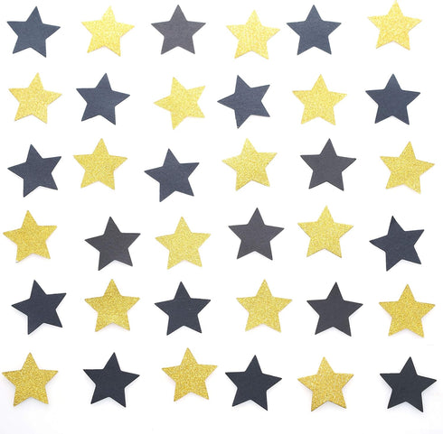 Glitter Five Stars Table Confetti Decor - Black Gold Wild One 1st Birthday Graduation Party Twinkle Stars Sequins Wedding New Years Sprinkles Deco...