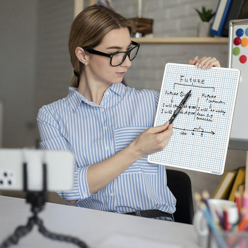 SCRIBBLEDO Dry Erase Graph Whiteboard 9" x 12" Double Sided Dry Erase Board with Grid for Home, School, Classroom, kids and Students Portable Grid...
