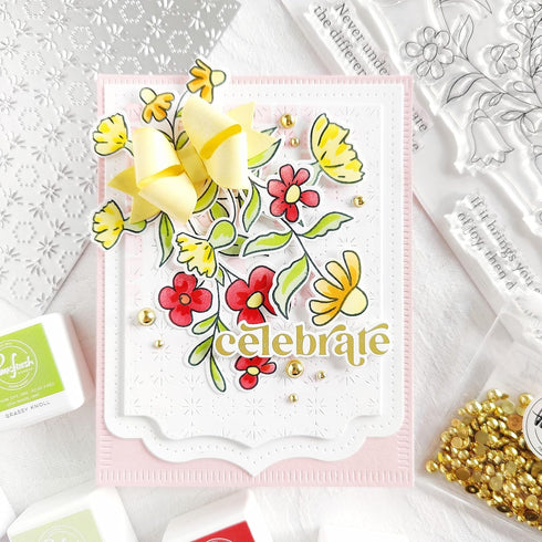PINKFRESH STUDIO STENCIL 4X9 6/PKG, Wildflower Slimline Layering...