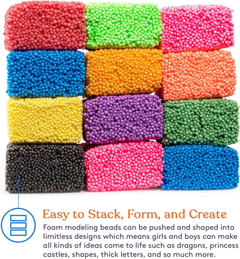 Special Supplies Fun Foam Modeling Foam Beads Play Kit, 12 Blocks Children’s Educational Clay for Arts Crafts Kindergarten, Preschool Kids Toys De...