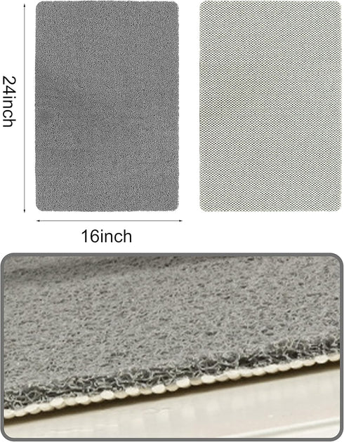 Bathroom Shower Mat Non-Slip Soft PVC Supportive Textured Quick Drain Loofah Foot Massage Multifunctional Floor Mat for Home & Hotel (Grey, 16"*24...
