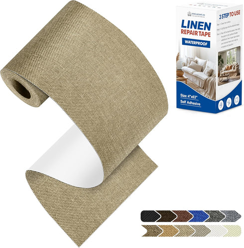 KING MOUNTAIN Linen Repair Tape Patch Kit, Waterproof 4" x 63" Linen Repair Kit?Self Adhesive Fabric Repair for Furniture and Linen Goods (Beige)...