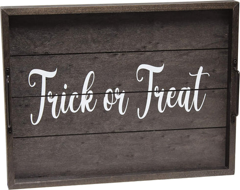 Elegant Designs, 15.50" x 12", Trick or Treat Decorative Wood Serving Tray w/Handles, Black Wash Trick & Treat (HG2000-KTT)...