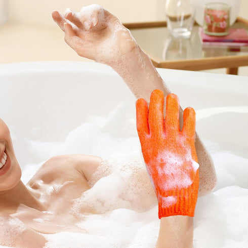 MIG4U Exfoliating Shower Gloves for Bath, Premium Nylon Body Wash Bathing Gloves for Men Women Spa, Massage and Skin Scrub, Dead Skin Remover with...