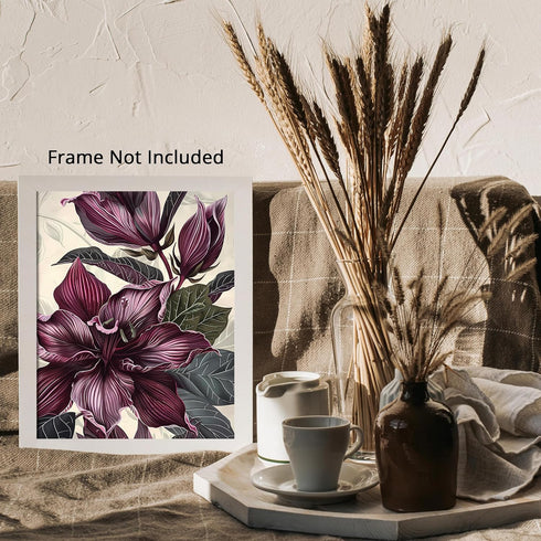 Posterizer 1 pcs-deep purple flowers chic home decor-Floral & Botanical Art-Abstract & Modern Art-Decor for Home & Office- UNFRAMED Wall Art...