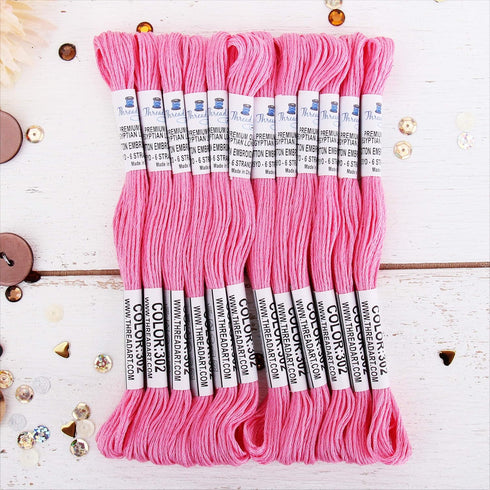 12 Skeins ThreadArt Premium Egyptian Long Fiber Cotton Embroidery Floss | Pink | 6 Strand Divisible Thread 8.75yds Each For Hand Embroidery, Frien...