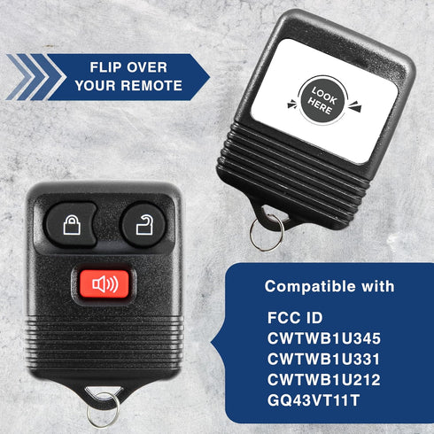 KeylessOption Key Fob Replacement 3-Button for 2005 2006 2007 2008 2009 2010 2011 2012 2013 2014 2015 Ford F150 Explorer Ranger Mustang Lincoln Ma...