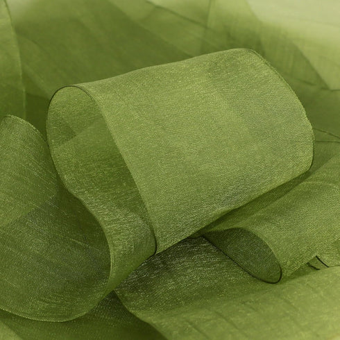 HUIHUANG Moss Green Organza Ribbon 3 inch Sage Green Shimmer Sheer Organza Fabric Ribbon for Flower Bouquets, Bows, Gift Wrapping, Wedding Decor, ...