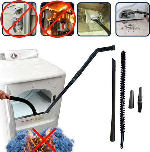 Vacuum Attachment for Dryer Vent, Crevice Cleaning Tool for Clothes Dryer with Lint Trap Brush and Flexible Hose. Duct Cleaner Kit. Designed by Dr...
