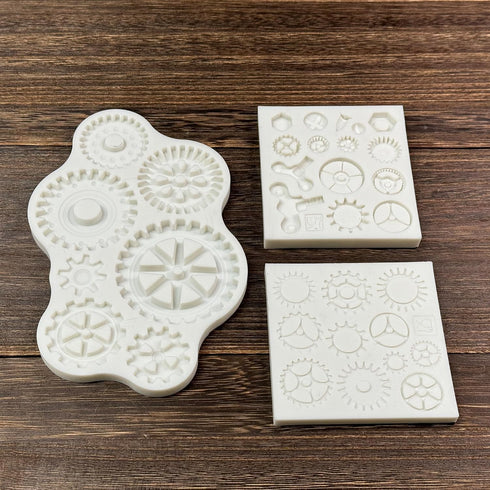 3 Pieces Steampunk Style,Gear,Clock Wheel,Cogs, Collection,Fondant,Sugar Craft,Cake Decorating,Molds, Epoxy Resin Silicone,Baking DIY,Cookie,Craft...