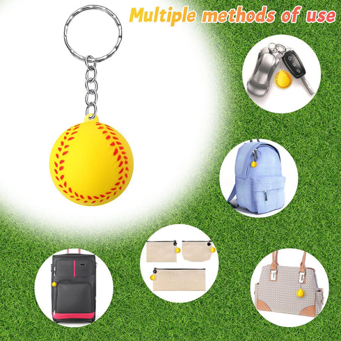 24 Pack Softball Keychain Mini Foam Softball Keychain Softball Stress Ball Keychains Softball Gifts for Girls Boys Kids Party Favors Party Bag Gif...
