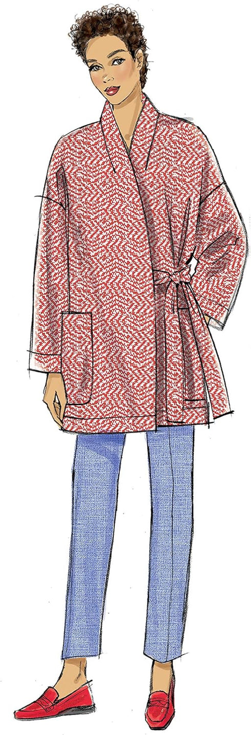 Vogue V9334Y Very Easy Women's Loose-Fitting Wrap Jacket and Tapered Pants Sewing Patterns, Sizes 4-14...