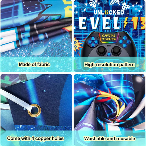 13th Birthday Decorations for Boys Happy 13th Birthday Banner, Official Teenager Video Game Birthday Decorations Cheers to 13 Years Party Supplies...