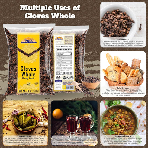 Rani Cloves Whole (Laung) 3.5oz (100g) Great for Food, Tea, Pomander Balls and Potpourri, Hand Selected, Spice ~ All Natural | NON-GMO | Kosher | ...