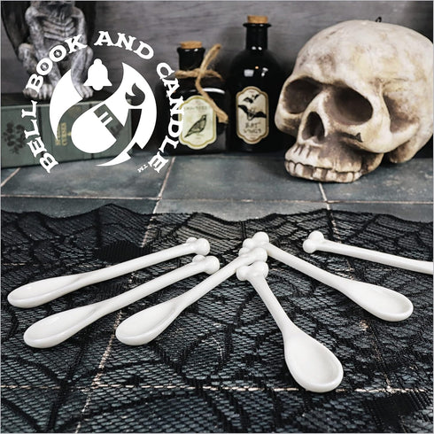 Ceramic Bone Spoons - Set of 6 - Spooky Valentines Day Gifts, Goth Valentines Day Decor - Skull Spoon, Witchy Gifts, Goth Gifts For Women, Spooky ...