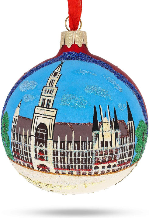 Marienplatz in Munich, Germany Glass Ball Christmas Ornament 3.25 Inches...