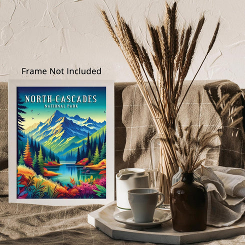 Posterizer 1 pcs-travel poster-North Cascades-National park-Adventure Wall Art Gift for Men Women Entrepreneur Teens Decor for Home & Office- un...
