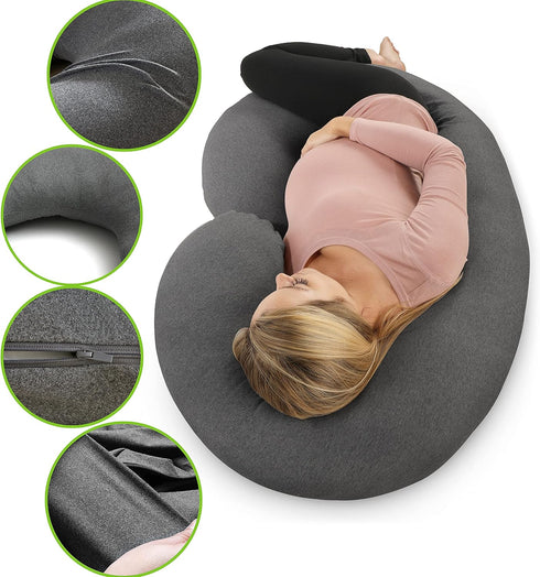 ?????????????????? ???????????? ?????????? COSMOPLUS C Shaped Full Body Pillow Case ?????????? for Maternity,Stretchy Cool Breathable Jersey Fabri...