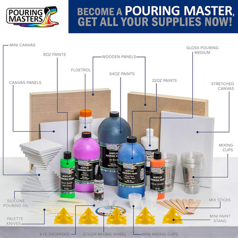 Pouring Masters Royal Blue Metallic Pearl Acrylic Ready to Pour Pouring Paint – Premium 8-Ounce Pre-Mixed Water-Based - for Canvas, Wood, Paper, C...
