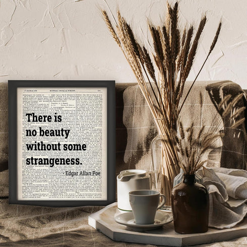 Posterizer 1 pcs-there is no beauty without some strangeness-Edgar Allan Poe-Typography Art-Gift for Couples boyfriend girlfriend Husband Wife- UN...