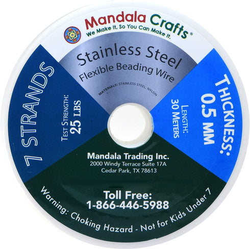 Mandala Crafts 7 Strand Beading Wire for Jewelry Making - Stainless Steel Tiger Tail Beading Wire - 98 FT 24 Gauge Bead Stringing Wire Jewelry Bra...