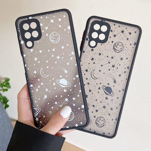 ZTOFERA for Samsung Galaxy A12 5G Case, Planet Sky Star Pattern Protective Phone Case Translucent Frosted Hard PC Back Shockproof Silicone Bumper ...