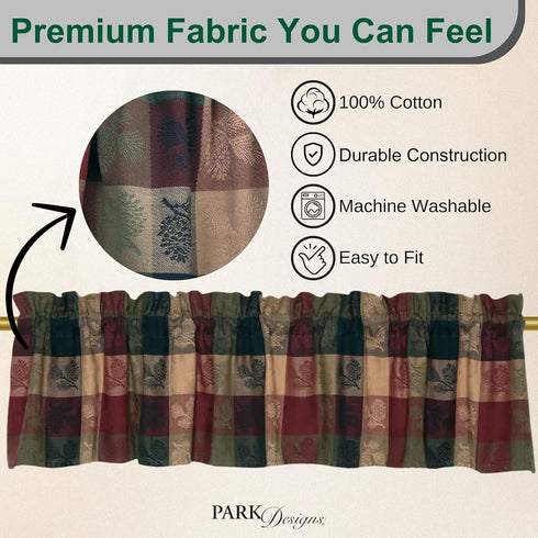 Park Designs Farmhouse Kitchen Valances for Windows - Plaid Pine Cone | Fall Decor Window Valance Curtain | Plaid Curtain Windows | 72"x14"...