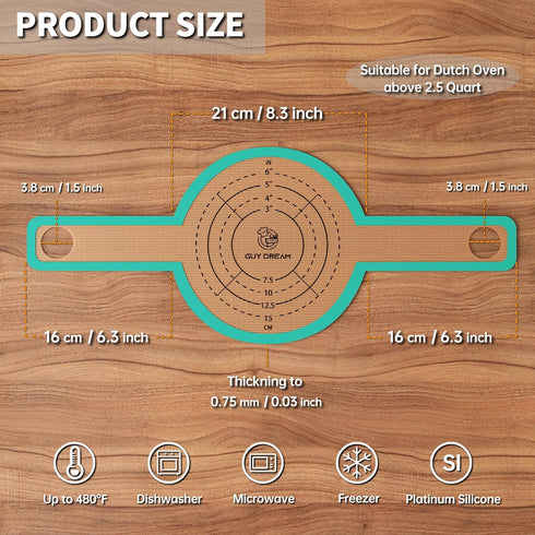 GUYDREMAT Silicone Bread Sling – Food Grade Silicone Baking Mat for Dutch Oven – Heat-resistant Dutch Oven Liner for Sourdough Baking – Easy Clean...