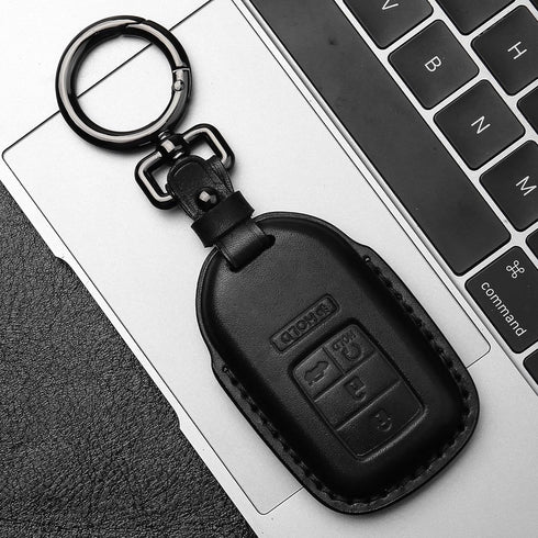 Tukellen for Honda Leather Key Fob Cover with Keychain Compatible with Honda Accord Civic Fit Pilot Odyssey CRV Clarity CRZ HRV Ridgeline EX EX-L ...