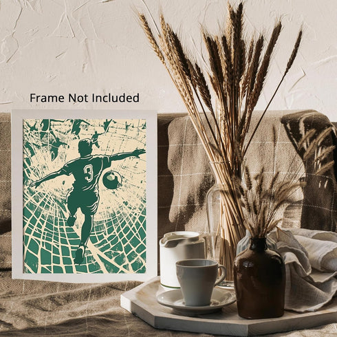 Posterizer 1 pcs-abstract retro- nspired illustration of a football-soccer player-Sports & Hobby Art Gifts for sports fans Decor for Home & Office...