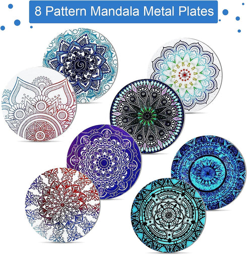 Weewooday 8 Pcs Phone Magnet Car Metal Mount Plate for Cell Holder Compatible with Magnetic Car Mounts Replacement Sticker(Mandala Style)...