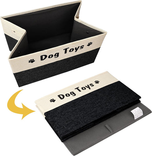 PET ARTIST Foldable Dog Toy Bin for Dog Toys Accessories - Collapsible Dog Toy Basket Storage Box for Medium Pet Toys, Dog Coat...