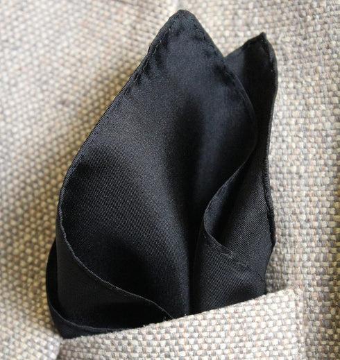 Fine Black 100% Silk Pocket Square for Men Full-Sized 17"x17"...