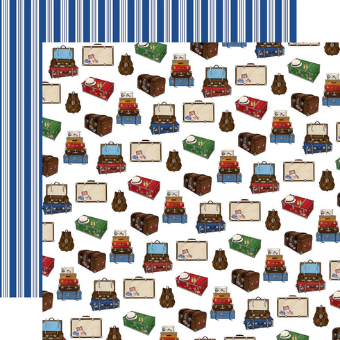Travel Scrapbook Paper 12x12 - World Map Scrapbook Paper with Plane, Stamp, Luggage Design | Vacation Scrapbook Paper for Scrapbooking, Photo Albu...