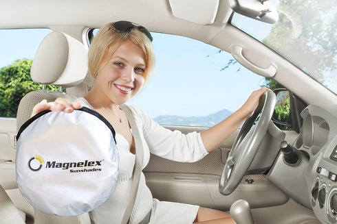 Magnelex Car Windshield Sunshade with Bonus Steering Wheel Sun Shade. Reflective Polyester Blocks Heat and Sun. Foldable Sun Shield That Keeps You...