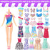 52 Pcs Doll Clothes and Accessories,2 Wedding Gowns 6 Fashion Dresses 2 Set Casual Outfits Top and Pant 2 Swimsuit,20 Hanger 10 Shoe 10 Accessorie...