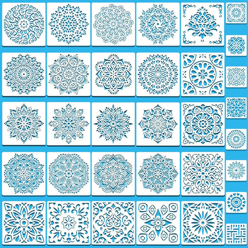 33Pack Mandala Painting Craft Stencils – Mandala Templates 6 x 6 in and 3.5 x 3.5 in Reusable Painted Painting Stencils, Stencils for Painting On ...