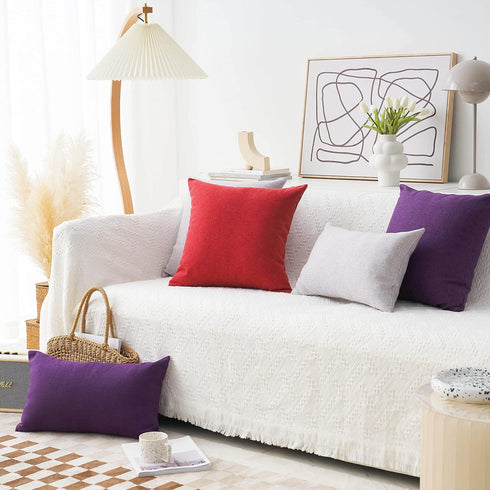 Home Brilliant Lumbar Pillow Covers 12x20 for Linen Rectangular Throw Pillow Covers Dark Red Cushion Covers for Kids Room Nursery, 12 x 20(30x50cm...