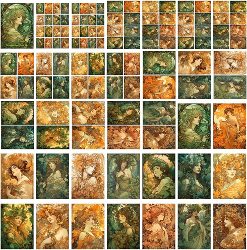 Decoupage Paper Pack (35 Sheets 6"x8") Pretty Lovely Woodland Fairy Ladies Surrounded by Flowers and Nature FLONZ Art Nouveau Alphone Mucha Vintag...