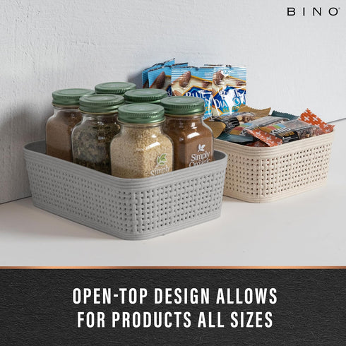 BINO | Woven Plastic Basket | XS (Natural Grey), 5-Pack | THE JUTE COLLECTION | Home Organization, Space - Saving Storage, Stylish Design | Jute B...