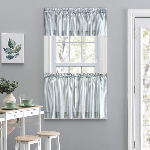 Ellis Curtain Plaza Stripe Tailored Valance, 58" x 15", Blue...