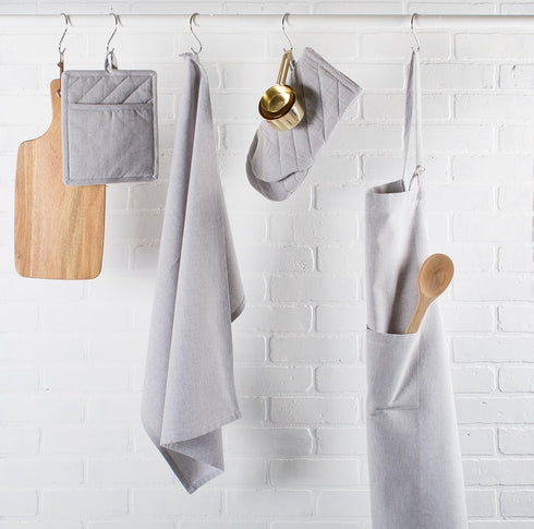 DII Cotton Kitchen Towel Set Lightweight & Fast-Drying Dish Towels, 20x30, Gray Chambray, 3 Piece...