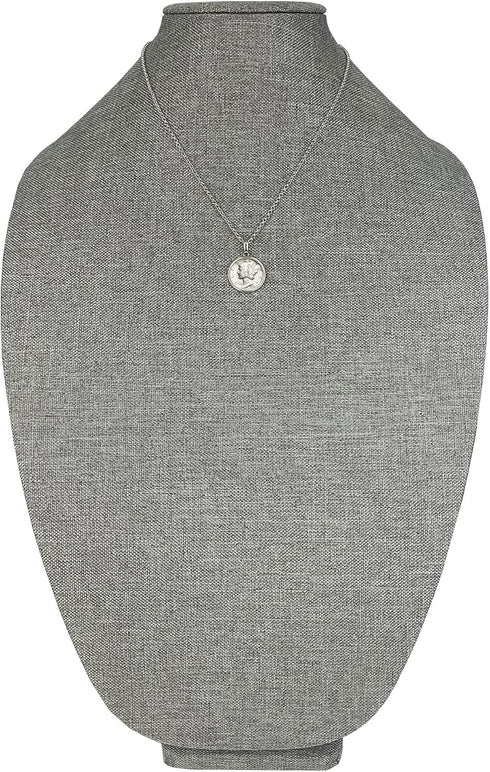 American Coin Treasures Silver Mercury Dime Silvertone Coin Pendant with 18" Cable Chain Necklace, Genuine and Elegant Keepsake Jewelry for Women,...