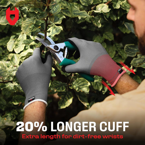 NoCry Premium Gardening Gloves for Men with Strong Grip and Touchscreen Tips — 100% Breathable, Superior Dexterity — Perfect Garden Gloves Men, Ya...