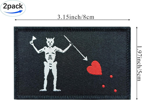 JBCD 2 Pack Blackbeard Flag Patch Pirate Edward Teach Flags Tactical Patch Pride Flag Patch for Clothes Hat Patch Team Military Patch...