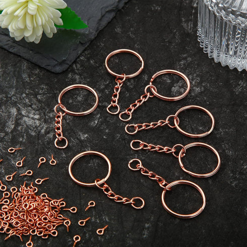 Hotop 360 Pcs Key Rings for Crafts Keychain Making Kit Including 90 Open Jump Rings Connectors,180 Small Screw Eye Pins Hooks for DIY Keychain Sup...