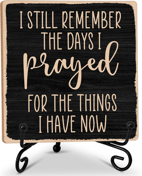 Inspirational Gifts for Women Men, Christian Wooden Sign Decor with Iron Stand, Religious Wood Decorations for Home Office Room Kitchen Tabletop D...