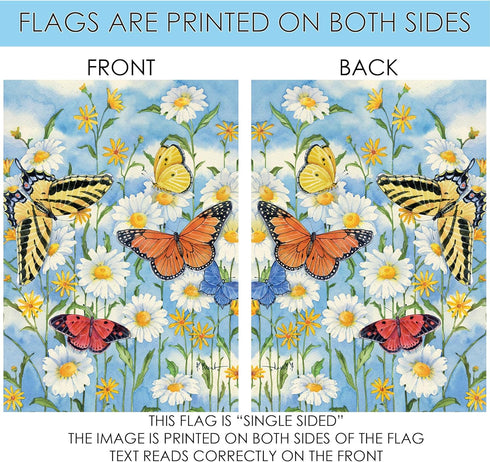 Toland Home Garden 1010004 Butterflies And Daisies Butterfly Flag 28x40 Inch Double Sided Butterfly Garden Flag for Outdoor House Flower Flag Yard...